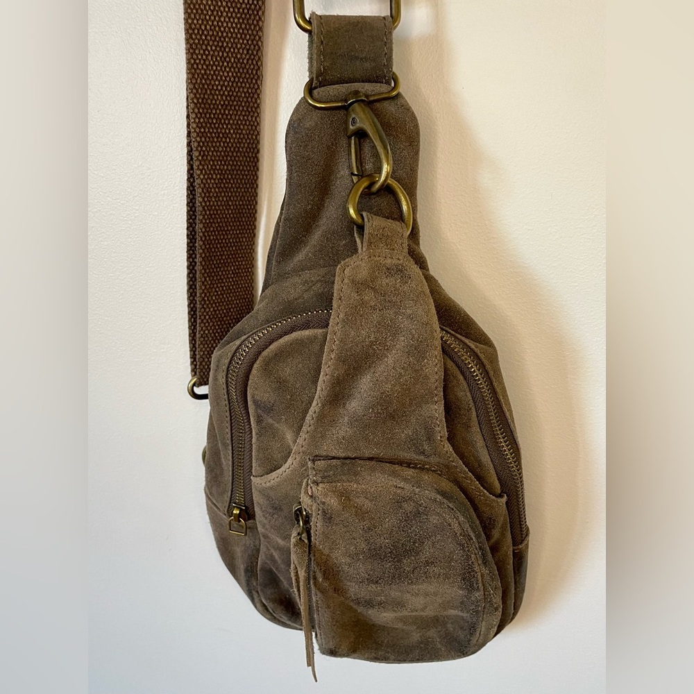 Free People Hudson Sling Bag - Moss - Suede